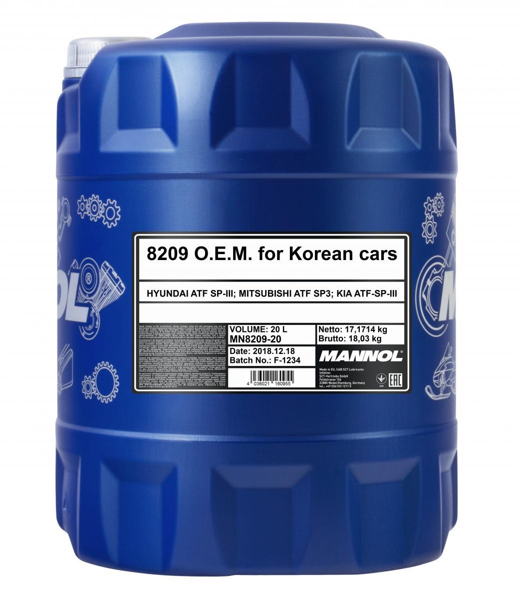 Mannol - 8209 O.E.M. for Korean Cars ATF SP3 Automatic Transmission Fluid