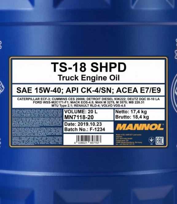 Mannol - 7118 TS-18 SHPD 15W-40