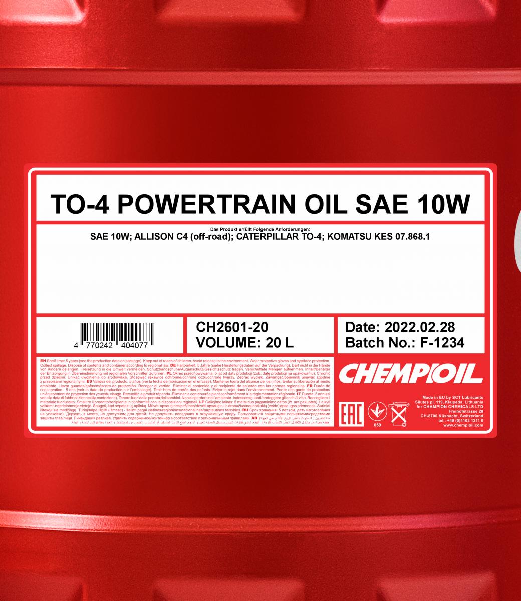 Chempioil 2601 TO-4 Powertrain Oil SAE 10W 20L