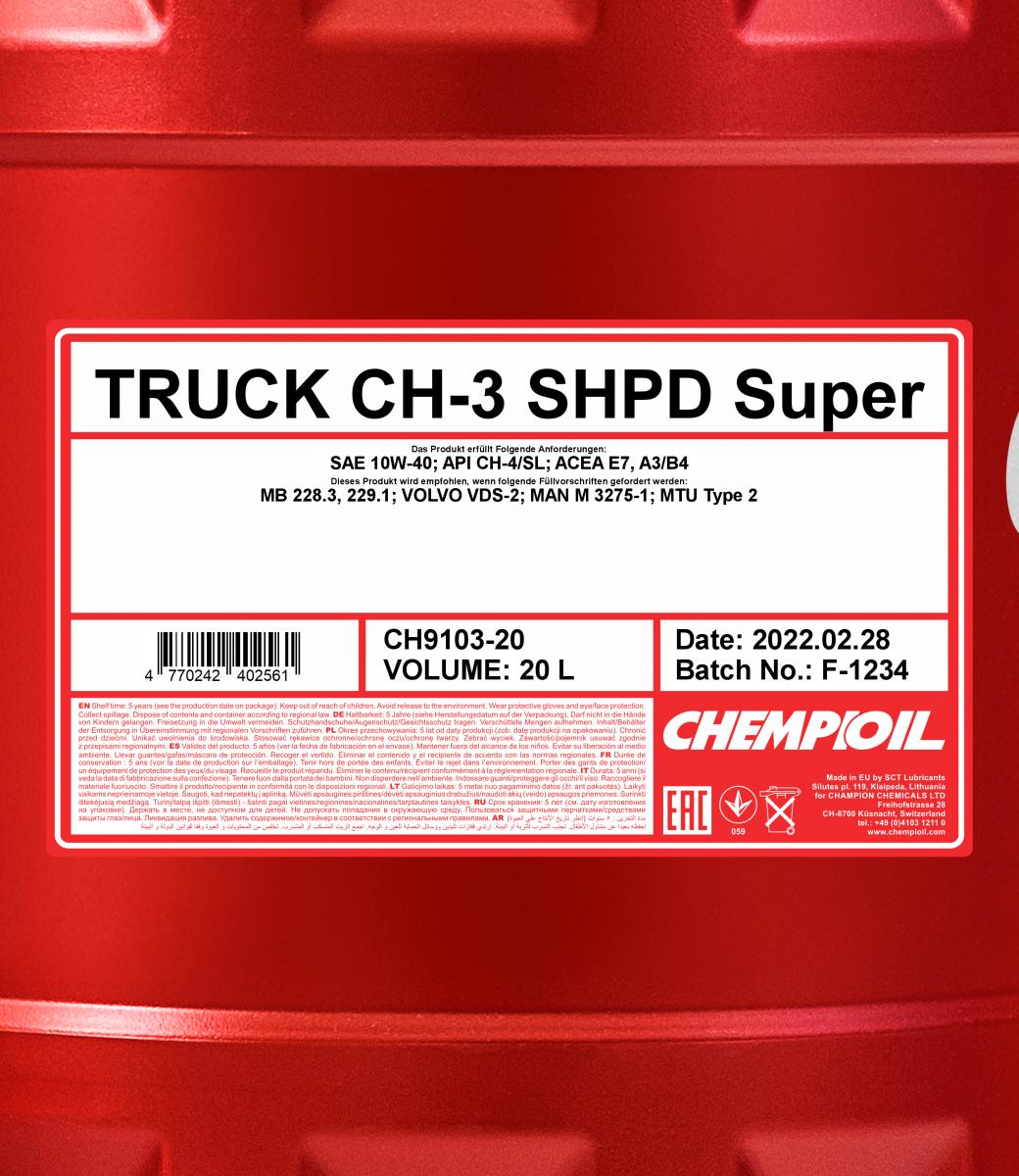 Chempioil 9103 CH-3 Truck Super5 SHPD 10W-40 20L