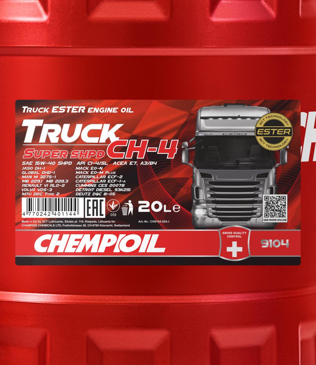 Chempioil 9104 CH-4 Truck Super SHPD 15W-40 20L