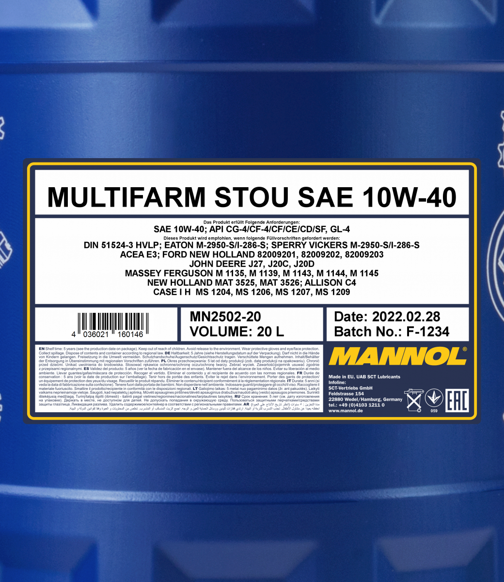 Mannol - 2502 Multifarm Stou SAE 10W-40