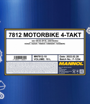 Mannol 7812 4-Takt Motorbike 10W-40 10L Engine Oil Motorbike Oil 4-Stroke Engine Oil