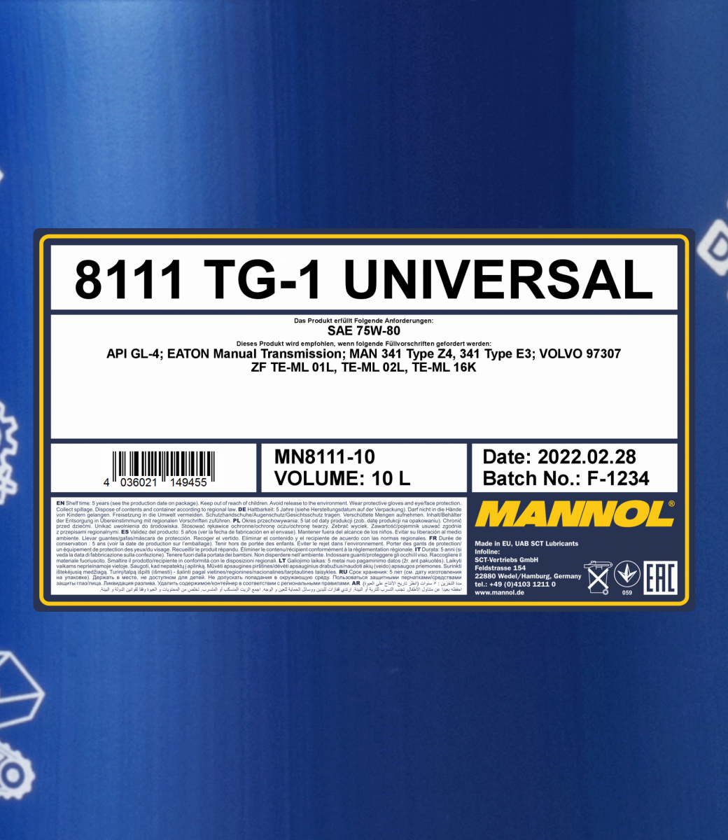 Mannol - 8111 TG-1 Universal 75W-80 Manual Transmission Fluid