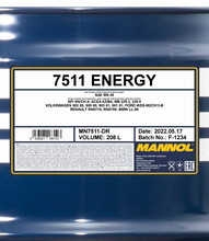Load image into Gallery viewer, Mannol - 7511 Energy 5W-30 208L Drum Engine Oil
